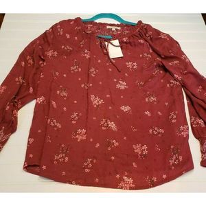 Skies Are Blue Mauve With Floral Print Blouse